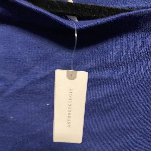 Like NEW Anthropologie Moth Blue Cashmere Blend One Shoulder Sweater S. - Picture 5 of 9